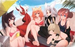 6girls akumi black_hair blonde_hair blue_eyes bunny_ears bunny_girl bunny_tail cat_ears cat_tail catgirl dog_ears dog_girl dog_tail dya_rikku_(vtuber) face_markings fox_ears fox_tail momotexx_(vtuber) multiple_girls oni oni_horns parkiranhonda pink_hair red_eyes scars squchan_(vtuber) virtual_youtuber vyugen white_eyes white_hair wolf_ears wolf_tail yellow_eyes yenko yuniiho_(character)