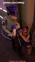 3d alien aria_t'loak asari asari_futanari blender blowjob blue_skin blued commander_shepard deepthroat female femshep futa_on_female futanari human mass_effect skirt tattoo vikhlop