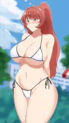 1girls aniyome_wa_ijippari bare_arms bare_legs bare_midriff bare_shoulders bare_thighs belly_button big_breasts bikini bikini_bottom bikini_top blush breasts busty cameltoe cleavage cleft_of_venus curvaceous curves curvy curvy_body curvy_female curvy_figure curvy_hips detailed_background embarrassed female female_focus female_only ginger hands_behind_back hips hourglass_figure huge_breasts inner_sideboob inner_thighs large_breasts light-skinned_female light_skin long_hair massive_breasts midriff red_hair shiny_breasts shiny_clothes shiny_hair shiny_skin sideboob skimpy skimpy_bikini sole_female solo solo_female solo_focus straight_hair swimsuit swimwear tagme tagme_(artist) takama_kozue thick_thighs thong thong_bikini underboob voluptuous voluptuous_female white_bikini wide_hips