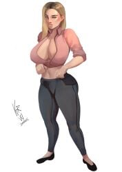 big_breasts blonde_hair cleavage futa_blast_comix grandbust_family korwuarts large_breasts mikayla_grandbust original original_character thick_thighs