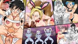 :>= android_18 angel_(dragon_ball) big_breasts blonde_hair blue_hair bulma bulma_(dragon_ball) bulma_briefs chichi cus dragon_ball dragon_ball_super dragon_ball_z female male marcarita multiple_girls penis pussy rickert_kai short_hair tagme tomboy twintails uncensored vados videl