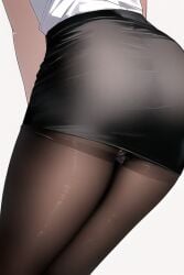 1girls aesthetic ai_generated ass ass_focus clothing female female_only legwear light-skinned_female light_skin novelai original pantyhose simple_background skirt underwear white_background