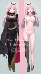 1girls accurate_art_style asymmetrical_legwear belly_button black_nails breasts discord_tag female hololive hololive_english hololive_myth light-skinned_female light_skin long_hair mori_calliope naked nipple_piercing nipples nude nude_edit nude_filter pink_eyes pink_hair pussy regisvine2078 solo text thigh_gap tiara uncensored virtual_youtuber