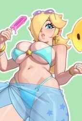 1girls 2023 bikini bimbo blonde_hair blue_eyes breasts cleavage female female_focus female_only hair_over_one_eye hips huge_breasts human light-skinned_female light_skin long_hair looking_at_viewer luma mario_(series) navel nintendo princess_rosalina rizdraws standing super_mario_galaxy thick_lips thick_thighs thighs voluptuous wide_hips