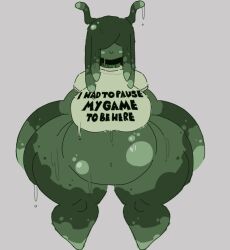 ambiguous_gender bbw belly big_belly big_breasts bottom_heavy busty chubby cute fat gastropod onomatopoeiaono slimy slug tagme wet wet_clothes