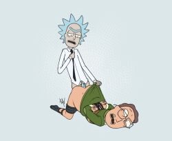 anal cartoony dress_shirt garter_belt_socks gay glasses jerry_smith male male/male male_only nonconsensual old_man_yaoi older_male partially_clothed pubic_hair rick_and_morty rick_sanchez skinny socks tie toony xnv69