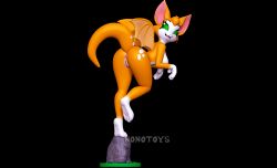 3d_(artwork) anthro anus ass bent_leg black_background breasts digital_media_(artwork) dust:_an_elysian_tail female fidget_(elysian_tail) flying genitals grass green_eyes hi_res looking_at_viewer nonotoys on_one_leg pinup plant pose pussy rock simple_background smile solo standing tail_down wings