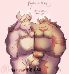 asgore_dreemurr balls belly bernesealexxx biceps bodily_fluids body_hair bowser chest_hair cum frottage genital_fluids genitals hairy hi_res male male_only mario_(series) musclegut muscular nintendo obese overweight pecs penis precum pubes sex undertale_(series)