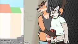 animated anthro cum cumming_from_frotting cumming_from_handjob cumming_together frottage furry gay horntfrog male male_only mp4 public sound tagme tasting_cum video voice_acted yaoi