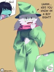 big_ass clovernuts deltarune femboy fur furry glasses goat kris_(dark_world_form) kris_(deltarune) ralsei ralsei_with_white_fur tomgirl video_game_character video_games