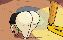 1girls ass ass_up background bent_over beth_tezuka big_ass big_breasts bottom_heavy bravest_warriors breasts clothing english female huge_ass human impossibear_(bravest_warriors) large_ass mr_valentine00 paddle phone smartphone solo solo_female text thick_thighs wide_hips