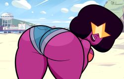 ass_focus big_ass big_butt cartoon_network garnet_(steven_universe) gem_(species) glasses looking_at_viewer looking_back mr_valentine00 open_mouth shorts steven_universe