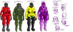 hazmat_creature heeled_feet high_heels huge_ass huge_breasts navel prurientpie pussy thick_thighs wide_hips