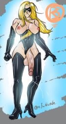 1futa big_penis blonde_hair breasts carol_danvers futa_only futanari leotard leotard_aside marvel ms._marvel ms._marvel_(carol_danvers) nsfwblackle penis solo tagme veiny_penis