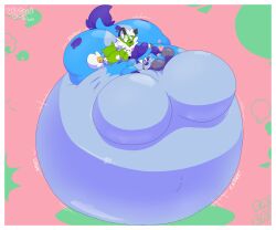 air_inflation anthro azule_(jiggledoggle) blimp female forced_inflation huge_ass huge_belly huge_breasts inflated_belly inflation jiggledoggle leaking_air massive_belly