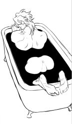 1boy anus ass back bathing bathtub dio_brando feet gay huang_lia jojo's_bizarre_adventure long_hair male male_only monochrome muscular muscular_male nude partially_submerged solo stardust_crusaders testicles toes