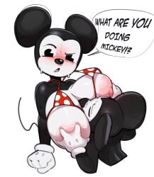 1boy 1boy1girl 1girls anthro assisted_exposure big_areola big_breasts big_nipples breast_grab breasts breasts_out disney dubious_consent erect_nipples furry huge_areolae huge_breasts huge_nipples mickey_mouse minnie_mouse mouse public_domain swimsuit troppart