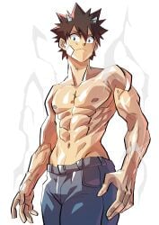 abs anime biceps black_hair buff commission commission_art dracko drackojiano horns lean_muscle male male_only manga muscular muscular_male radiant seth seth_(radiant) sol solo solo_male