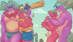 buzz_(brawl_stars) dinosaur doug_(brawl_stars) pierce_(brawl_stars)