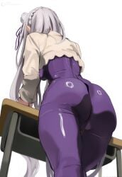 1girls behind_view big_ass big_thighs bubble_ass bubble_butt curvy curvy_body curvy_female curvy_figure curvy_hips emilia_(re:zero) fat_ass female huge_ass huge_butt massive_ass massive_thighs re:zero_kara_hajimeru_isekai_seikatsu shinjinou sideboob stretching thick_ass thick_legs thick_thighs thunder_thighs thunderthighs wide_hips wide_thighs