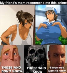 1girl 1girls big_breasts bob_parr breasts dark-skinned_female dark_skin female female_focus female_only horror horror_(theme) massive_breasts meme meme_reference milf mr._incredible mr._incredible_becoming_uncanny terror