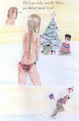 avatar_the_last_airbender calimachan christmas christmas_tree clothing dark-skinned_female dark_skin katara medium_breasts panties straight_hair zuko zutara