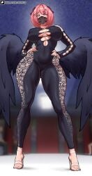 2d_(artwork) big_boobs big_breasts big_legs bimbo bottom_heavy fake_(artist) lingerie lord_socar pink_eyes pink_hair remielle_dan zenless zenless_zone_zero