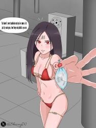 black_hair boruto boruto:_naruto_next_generations condom condom_filling kara_(boruto) nails_painted nsfw ouga_(boruto) red_eyes sheong_wong smile swimsuit