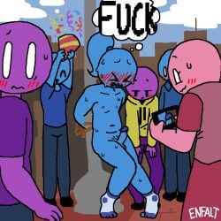 1boy balls embarrassed enfalt erection male nude penis pubic_stubble socks tied_up