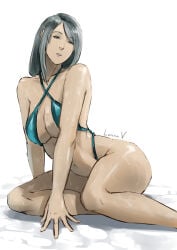 1girl 1girls 2d 2d_(artwork) bare_legs bare_thighs belly belly_button big_breasts boobs breasts cleavage female female_only final_fantasy final_fantasy_xvi jill_warrick laying_down legs lewd long_hair lunnavrmlln lying_down pale-skinned_female pale_skin sexy sexy_pose silver_hair solo solo_female square_enix swimwear thighs tits white_woman