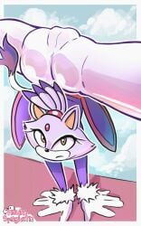 2d 2d_(artwork) ass ass_cheeks ass_crack ass_focus blaze_the_cat cat cat_ears cat_tail chubby_pussy clothed clouds flexible furry handstand handstand_with_split_pose mobian_(species) nautti_spaghetti purple_fur pussy sega sonic_(series) sonic_the_hedgehog_(series) splits splits_position tight_clothing