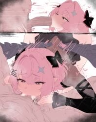 1boy 1girls ai_generated all_the_way_to_the_base big_penis blowjob blowjob_face blush clothed clothed_female clothed_female_nude_male cum cum_in_mouth cum_inside deepthroat fellatio female heart-shaped_pupils hearts hearts_around_head light-skinned_female light-skinned_male light_skin male nude_male oral oral_penetration oral_sex penis penis_in_mouth pink_hair pointy_ears remielle_dan sucking sucking_penis veiny_penis whinyzza wings zenless_zone_zero