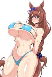 bikini breasts brown_hair female hair long_hair super_creek_(umamusume) umamusume