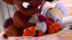 3d anal_penetration bed blender_cycles fisting inkling large_penis mostly_nude paws pokemon raboot splatoon stockings underwear