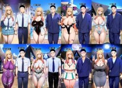 1boy 1girl 1girls ai_generated awkward_smile bat_wings before_and_after big_breasts black_hair blonde_female blonde_hair body_count cheating cheating_girlfriend choker cleavage closed_eyes colored colored_nails cosplay cosplayer covered_nipples cuckold earrings erect_nipples erect_nipples_under_clothes facing_viewer female gojou_wakana grin gyaru hand_holding kitagawa_marin large_breasts latex_clothing male marin_kitagawa moon morrigan_aensland_(cosplay) my_dress_up_darling navel netorare open_mouth peace_sign pink_eyes pink_nail_polish pink_nails red_eyes school_uniform schoolboy schoolgirl short_hair shoulder_tattoo smile smiling_at_viewer sono_bisque_doll_wa_koi_wo_suru st._louis_(azur_lane) st._louis_(luxurious_wheels)_(azur_lane) standing tagme taimanin_asagi tattoo thighhighs tie tokyo_big_sight