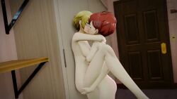 2girls against_furniture against_surface aigis_(persona) animated arms_around_neck arms_around_partner bedroom belluavt blonde_hair blue_eyes breasts brown_hair bunnxarts completely_nude completely_nude_female cute door female female/female female_only female_protagonist_(persona_3) hair_ornament hand_on_ass humanized kissing kotone_shiomi leg_up lesbian_couple lesbian_kiss longer_than_30_seconds making_out multiple_girls naked naked_female nipples nude nude_female persona persona_3 persona_3_portable qpafterhoursch shorter_than_one_minute sound tagme video voice_acted yuri