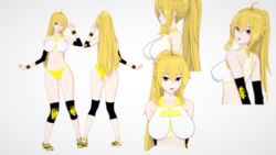 1girls 3d blonde_hair extremesoda gym_clothes gym_uniform koikatsu rwby source_request yang_xiao_long