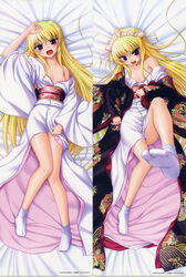 august bekkankou dakimakura feet fortune_arterial nipple_slip sendou_kaya undressing yukata