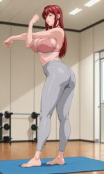 1girls ai_generated alternate_costume arms_up ass ass_bigger_than_head ass_focus athletic athletic_female bare_midriff bare_navel bare_shoulders barefoot bible_black big_ass big_breasts bottom_heavy breasts bubble_ass bubble_butt cleavage closed_eyes clothing curvaceous curvy curvy_body curvy_female curvy_figure earrings faithful_to_the_anime faustlikeai feet female female_focus female_only fit fit_female foot_fetish foot_focus from_behind full_body hair_intakes high_resolution horny indoors jewelry leggings lipstick long_hair long_toes mature mature_female midriff milf modeling navel panties panties_visible_through_clothing parted_lips photo_session pose posing rear_view red_hair round_ass sexy_pose skimpy skimpy_clothes soles sports_bra standing stretching takashiro_hiroko thick_ass tight_clothing uncensored very_long_hair viewed_from_below voluptuous voluptuous_female wide_hips workout_clothes yoga yoga_mat yoga_pants