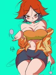 big_ass big_butt big_thighs big_tits big_titties clothing curvaceous curvaceous_female curvaceous_figure curvy curvy_figure curvy_hips female female_focus female_only looking_at_viewer orange_hair original original_character short_hair zazpixel