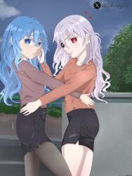 ahoge date_a_live dress earrings fashion feet feet_focus girl himekawa_yoshino nipples nsfw puppet red_eyes sheong_wong small_breasts street white_hair yoshino