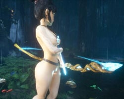 beautiful black_hair delicious japanese kena:_bridge_of_spirits kena_(character) kenahot kenamodnude kenanude naked naked_female picture_frame sexy sexy_body solo video_games