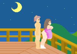 1boy 1girls 2d animated areolae ass big_breasts blush breasts brown_hair cum cum_drip cum_dripping_out_of_pussy cum_in_pussy cum_inside doggy_style ejaculating_cum ejaculation game_cg japanese_clothes jermaneels lady_tsubone_(jermaneels) large_breasts long_hair nipples old_erotic_story penetration penis pixel_animation pixel_art pussy sex standing_doggy_style standing_sex vaginal_penetration yellow_eyes