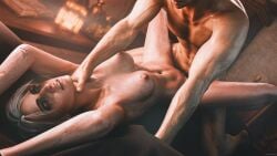 1boy 1girls 3d armpits breasts cd_projekt_red ciri completely_nude female freckles freckles_on_face green_eyes light-skinned_female light-skinned_male light_skin male mascara nipples nude penetration penis redvenes running_mascara runny_makeup scar sex the_witcher_(series) the_witcher_3:_wild_hunt throat_grab vaginal_penetration white_hair