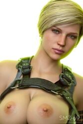 1girls 3d areolae big_breasts blonde_hair blue_eyes breasts cassie_cage casual female female_only human large_breasts looking_at_viewer mortal_kombat mortal_kombat_11 nipples pale_skin short_hair smz-69 solo tactical_nudity