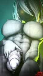 3d 3d_(artwork) abs big_breasts dick dickgirl futa_only futanari futanari glowing_eyes grey_body grey_skin hola_(sklar) human_penis oc original_character original_characters sfm simon_sklar source_filmmaker taker_pov white_hair