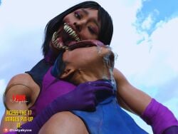 3d big_balls big_penis extreme_french_kiss futa_on_female futanari kitana ladyabysso mileena mortal_kombat mortal_kombat_11 spit throat_bulge tongue tongue_in_mouth tongue_out