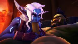 1boy 1girls 3d animated blizzard_entertainment blowjob blue_skin bombowykurczak ellessra_starwarden fellatio green_skin interspecies nightborne no_sound orc orc_(warcraft) orc_male orced original_character tagme thick_thighs thigh_sex video warcraft white_hair world_of_warcraft