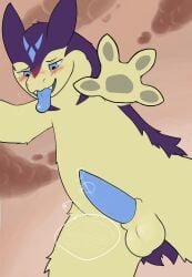 absurd_res animal_genitalia balls blush bodily_fluids generation_2_pokemon genital_fluids genitals hi_res nintendo pokemon pokemon_(species) precum sheath typhlosion vekrott