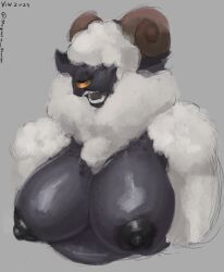 absurd_res anthro big_breasts bovid breasts caprine female fur hi_res horn magnolia_(vin_oliver) mammal sheep smile vin_oliver wool_(fur)